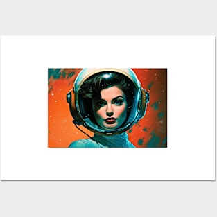 Lady Astronaut Vintage Pop Art Style Posters and Art